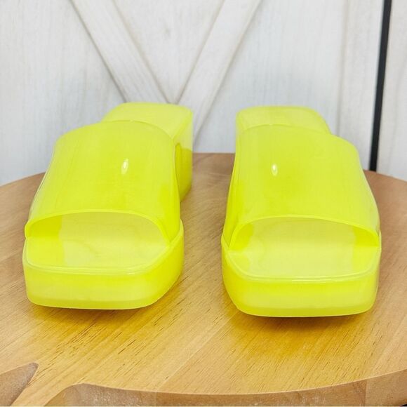 Steve Madden Harlin Chunky Jelly‎ Neon Slide Sandals Citron Yellow 9 Y2K - Picture 4 of 11